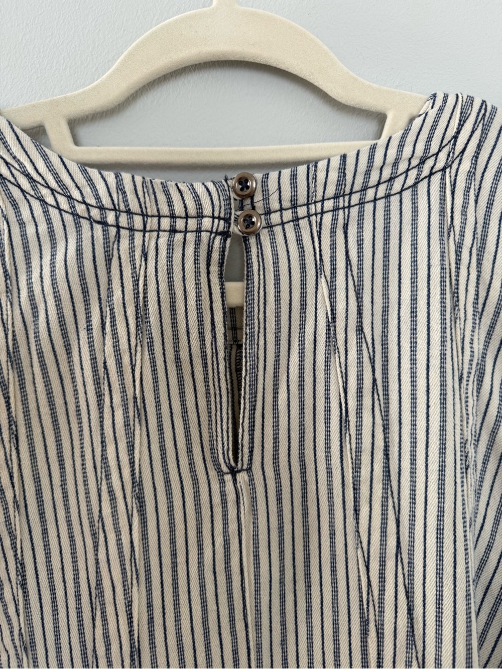Pilcro Anthropologie Striped Cotton Swing Tunic Dress Blue Cream Size L - Picture 7 of 10